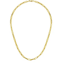 Load image into Gallery viewer, 14K yellow Gold hollow paperclip chain — can be worn as a necklace or bracelet.