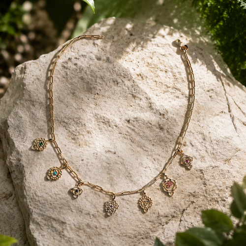 14K Gold Crown Chakra Charm with Detachable Lock Necklace