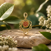 Load image into Gallery viewer, 14K Gold Natural Orange Sapphire Sacral Chakra Charm with Detachable Lock Wear as Necklace, Pendant, Bracelet or Earrings 