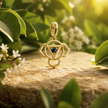 Load image into Gallery viewer, 14K Yellow Gold Blue Sapphire Third Eye Chakra Charm 4