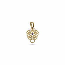 Load image into Gallery viewer, 14K Yellow Gold Natural Amethyst Crown Chakra Charm Front