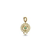 Load image into Gallery viewer, 14K Yellow Gold Natural Turquoise Throat Chakra Charm with Detachable Lock Front