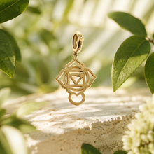 Load image into Gallery viewer, 14K Yellow Gold Root Chakra Charm with Detachable Lock Wear as Necklace, Pendant, Bracelet or Earrings