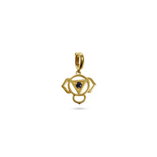 Load image into Gallery viewer, 14K Yellow Gold Royal Blue Sapphire Third Eye Chakra Charm Front
