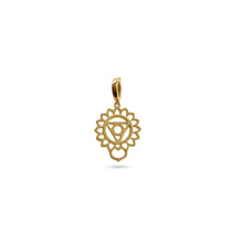Load image into Gallery viewer, 14K Yellow Gold Throat Chakra Charm Front
