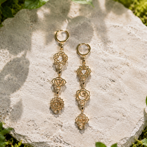 14K Yellow gold-hoop-earrings-chakra-charms