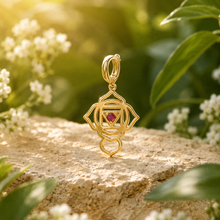 Load image into Gallery viewer, 14K Yellow Gold Natural Red Ruby Root Chakra Charm with Detachable Lock 