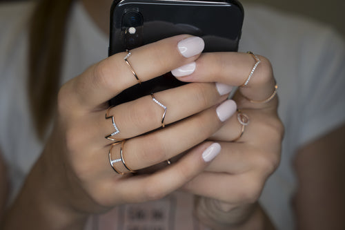 Geometric V Shaped Diamond Gold Ring