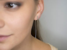 Load image into Gallery viewer, Classic Daring Drop Gold Earrings with Four Diamonds Round Brilliant Cut 