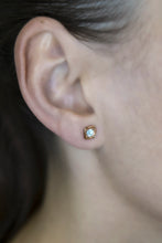 Load image into Gallery viewer, Classic Princess Cut Bezel Set Diamond Stud Earrings