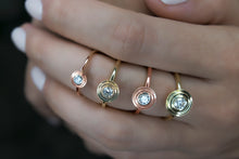 Load image into Gallery viewer, Geometric Double Bezel Diamond Gold Ring Large Size