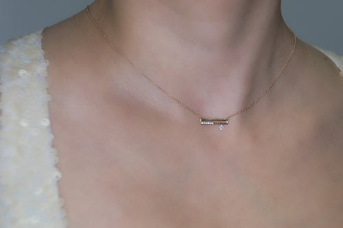 Classic Flouting Diamond Bar Necklace with Golden Chain