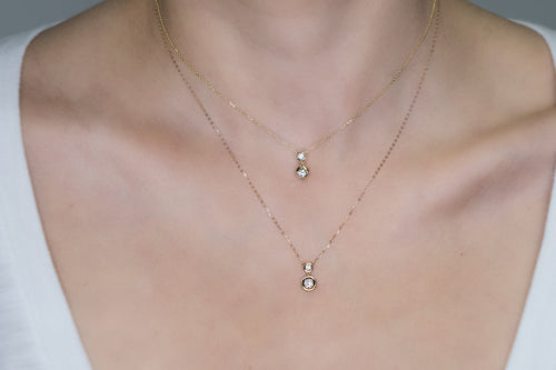 Classic Round Brilliant Cut Diamond Duo Pendant