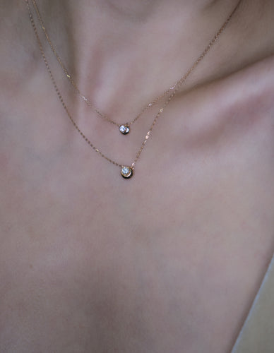 Classic Half Moon Diamond Gold Pendant