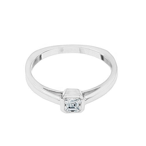 Geometric Asscher Cut Diamond Gold Ring