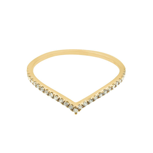 Geometric V Shaped Diamond Gold Ring