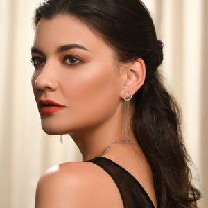 Chic-Chic Diamond Circle Long Earrings 