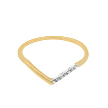 Load image into Gallery viewer, Geometric V-shaped Halfway Diamonds Gold Ring