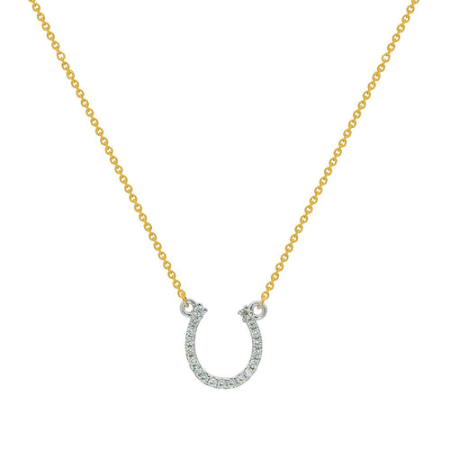 Classic Good Luck Horseshoe Shaped Diamond Pendant with Gold Chain