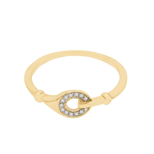 Classic Hook Diamond Gold Ring