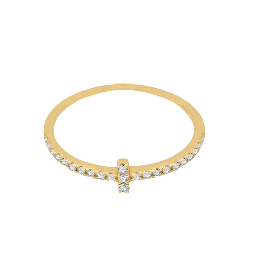 Classic Cross-Shaped Diamond Gold Ring