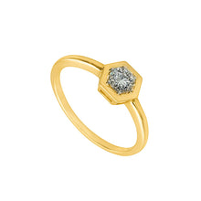 Load image into Gallery viewer, Geometric Twilight Hexagon Diamond Gold Ring Small Size