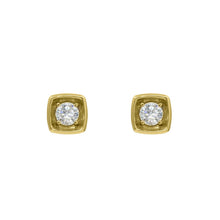 Load image into Gallery viewer, Classic Princess Cut Bezel Set Diamond Stud Earrings