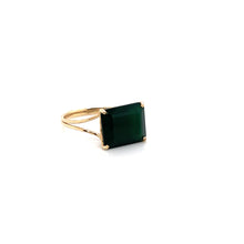 Load image into Gallery viewer, Green Agate Gemstone Octagon Cut Gold Ring