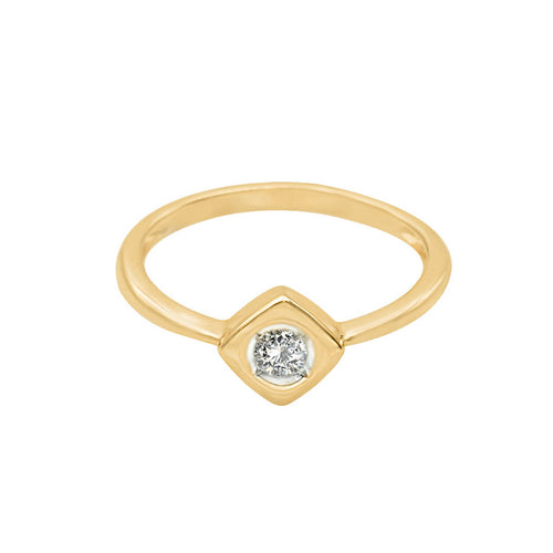 Classic with Touch of Retro J Bezel Square Diamond Ring