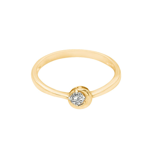 Classic Half Moon Diamond Gold Ring