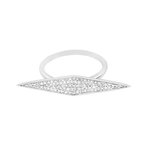 Geometric Rhombus Long Pave Diamond Gold Ring