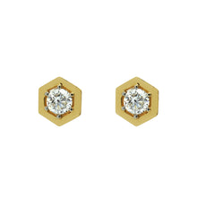 Load image into Gallery viewer, Geometric Twilight Hexagon Diamond Gold Stud Earrings 