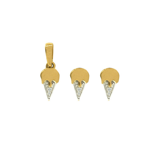 Kids Ice Cream Cone Diamond Gold Pendant
