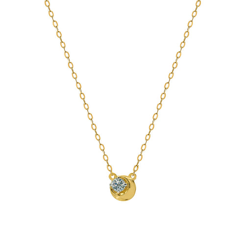 Classic Half Moon Diamond Gold Pendant