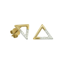 Load image into Gallery viewer, Geometric Triangle Diamond Stud Gold Earrings