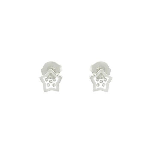 Floating Diamonds Stud Gold Earrings Star Shape