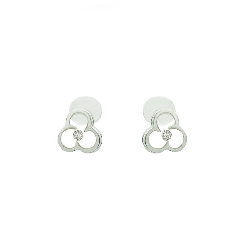 Floating Diamonds Gold Stud Earrings Flower Shape