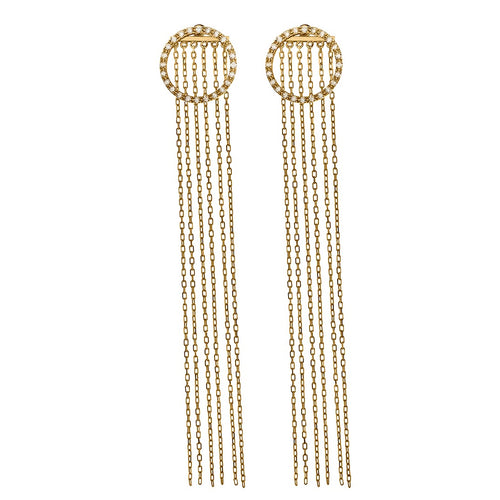 Chic-Chic Diamond Circle Long Earrings 