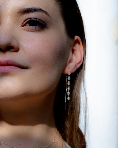 Woman Power Akoya Pearls Dangling Gold Earrings  Media 1 of 5