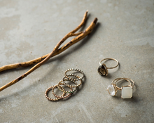 Load image into Gallery viewer, Labradorite Gemstone (MoonStone) Octagon Cut Gold Ring