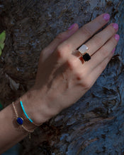 Load image into Gallery viewer, Black Chalcedony Gemstone Octagon Cut Gold Ring