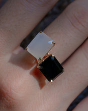 Load image into Gallery viewer, Black Chalcedony Gemstone Octagon Cut Gold Ring