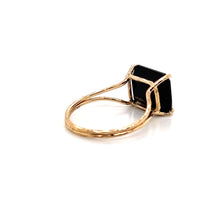 Load image into Gallery viewer, Black Chalcedony Gemstone Octagon Cut Gold Ring