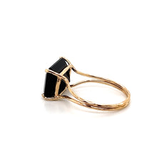 Load image into Gallery viewer, Black Chalcedony Gemstone Octagon Cut Gold Ring