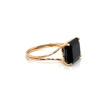 Load image into Gallery viewer, Black Chalcedony Gemstone Octagon Cut Gold Ring
