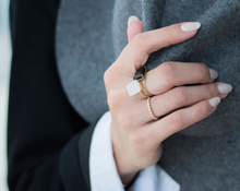 Load image into Gallery viewer, Black Chalcedony Gemstone Octagon Cut Gold Ring