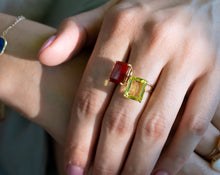 Load image into Gallery viewer, Carnelian Gemstone Octagon Cut Gold Ring
