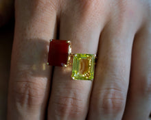 Load image into Gallery viewer, Carnelian Gemstone Octagon Cut Gold Ring