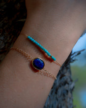 Load image into Gallery viewer, Classic Turquoise Gemstone with Gold Bead and Adjustable Chain Bracelet