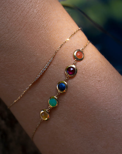 Multi Color Gemstones Gold Bracelet
